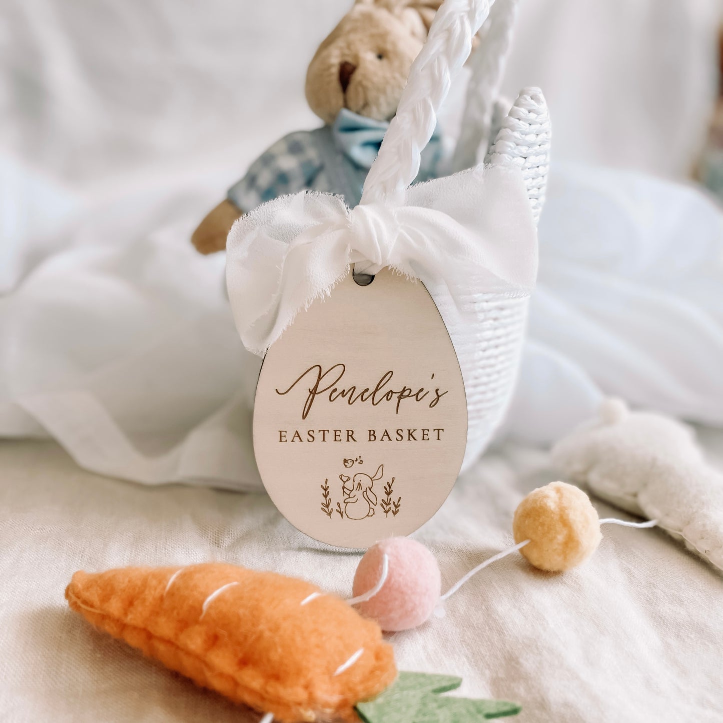 Wooden Easter Basket Tag