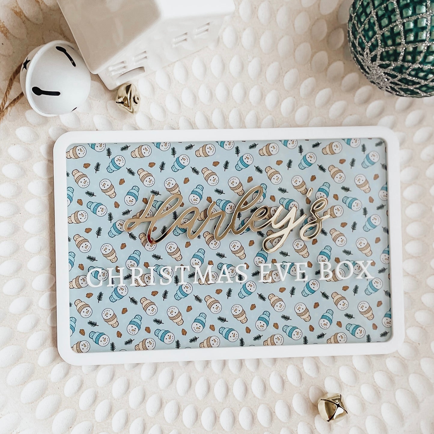 Acrylic Christmas Crate Plaque - Snowman print