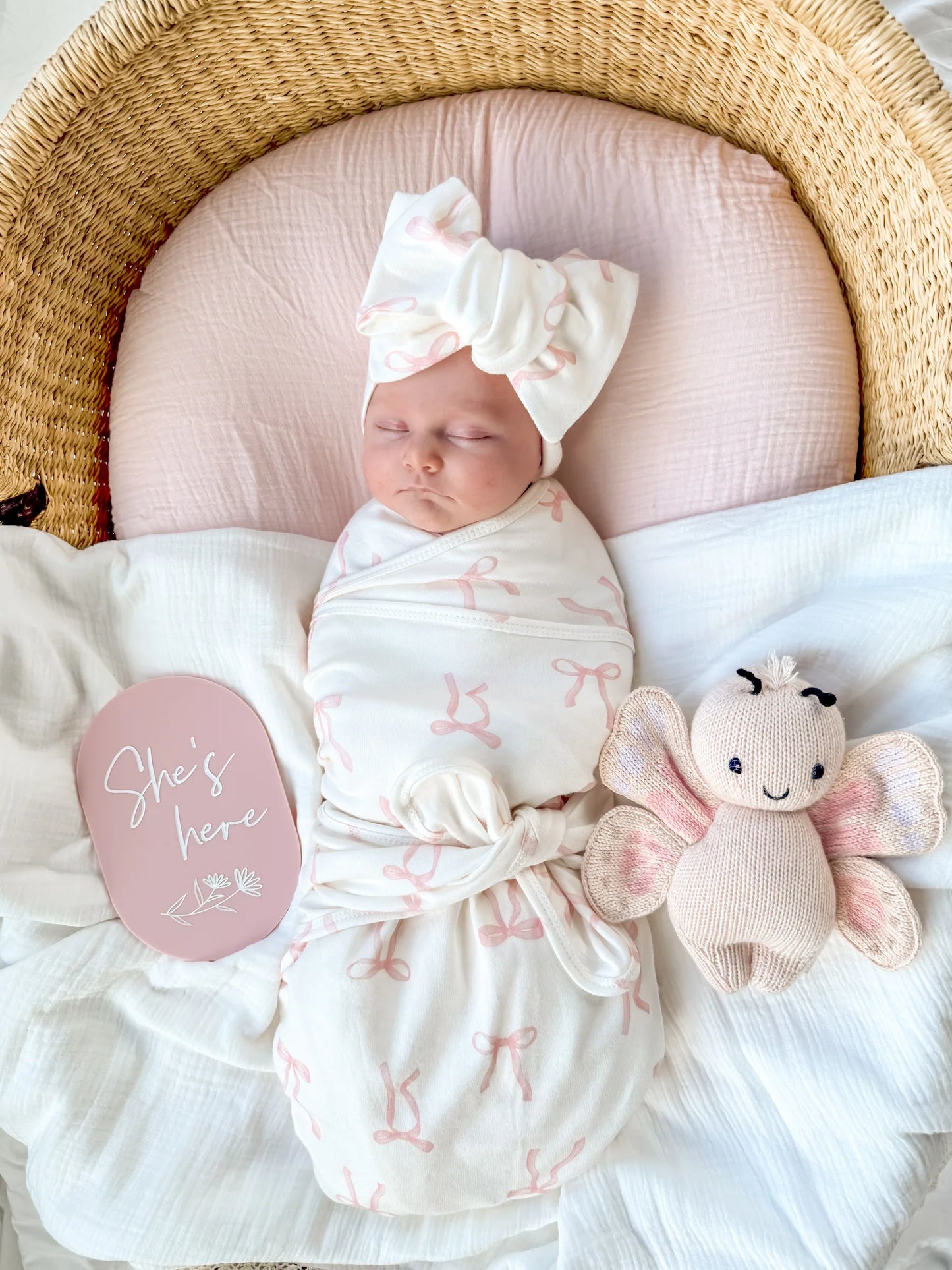Little & Fern Oversized Top Knot | Pink Bows