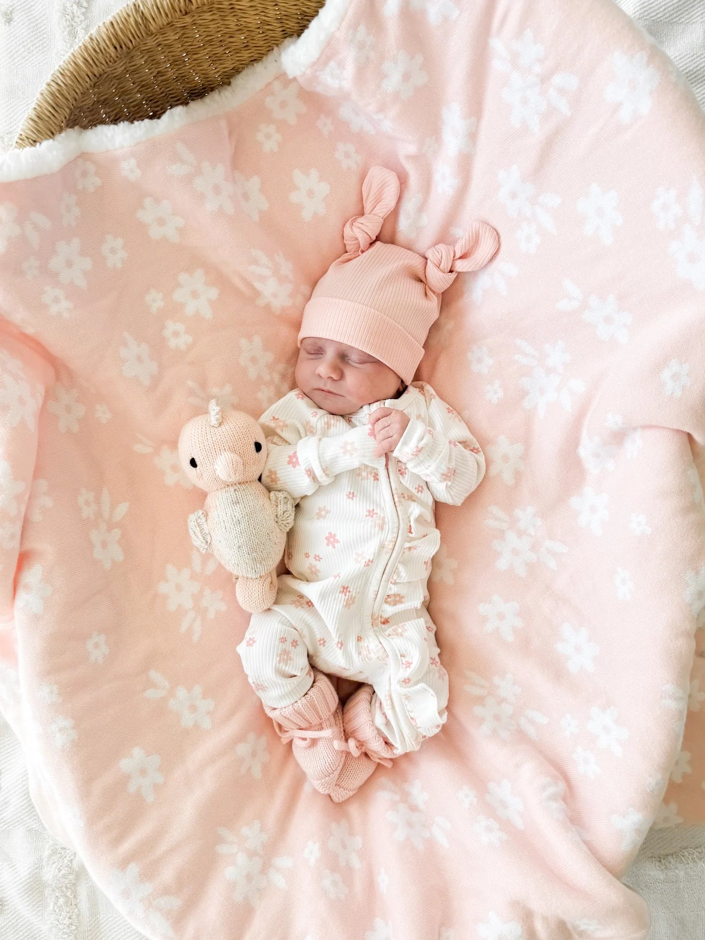 Frill Zip Romper| Daisy Rib Peony