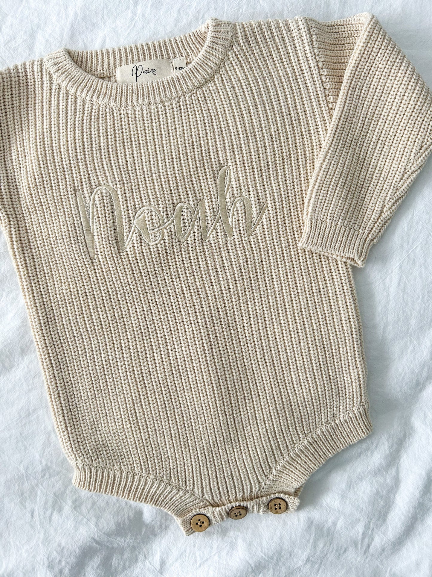 Ribbed Knit Romper- Oat