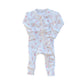 Frill Zip Romper| Daisy Rib Peony