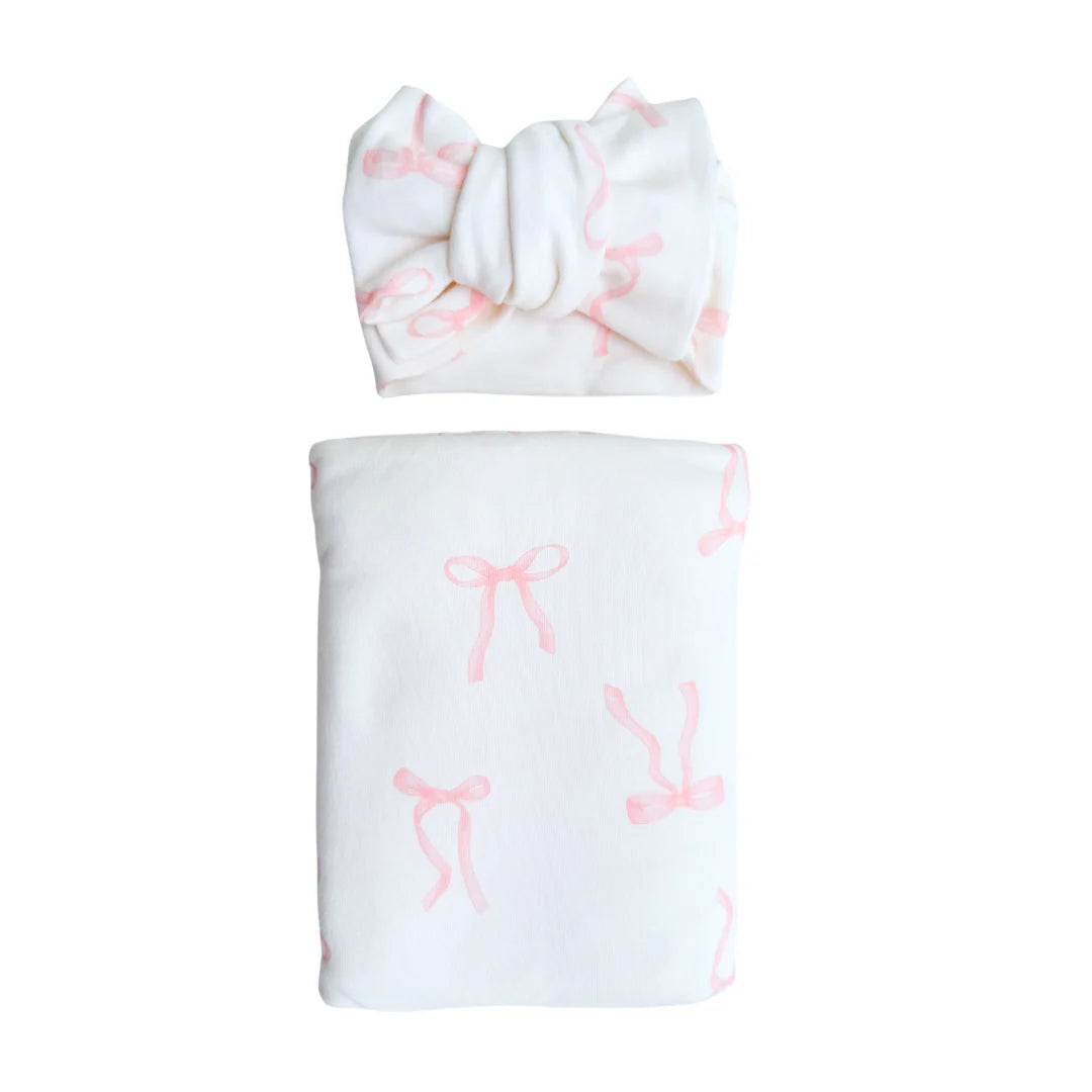 Pink Bows Jersey Swaddle