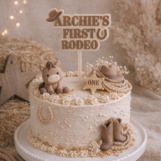 Personalised First Rodeo Cake Topper