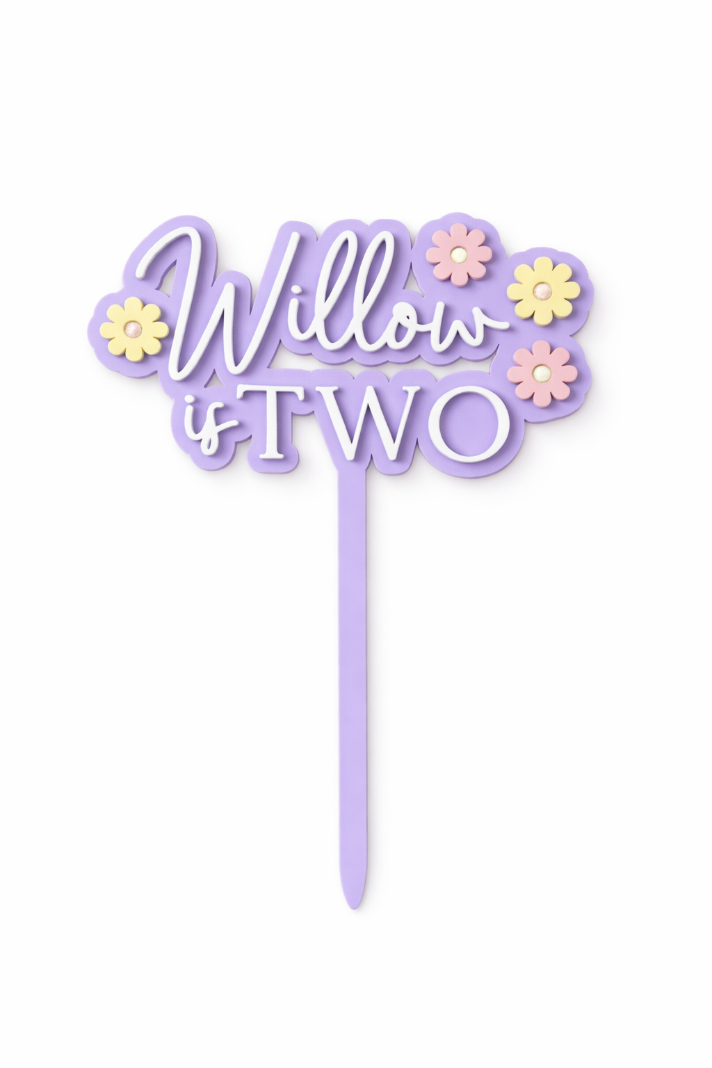 Personalised Pastel Flower Cake Topper