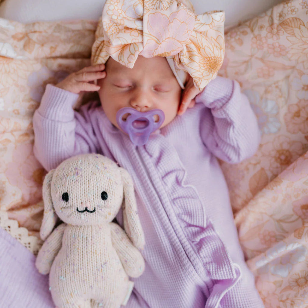 Frill Zip Romper | Pastel Lilac Waffle
