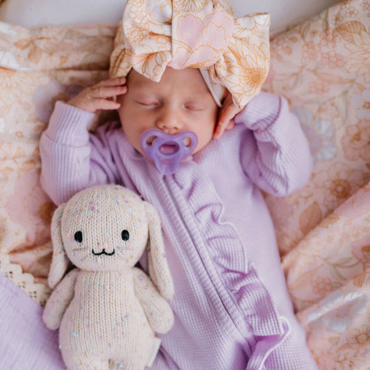 Frill Zip Romper | Pastel Lilac Waffle