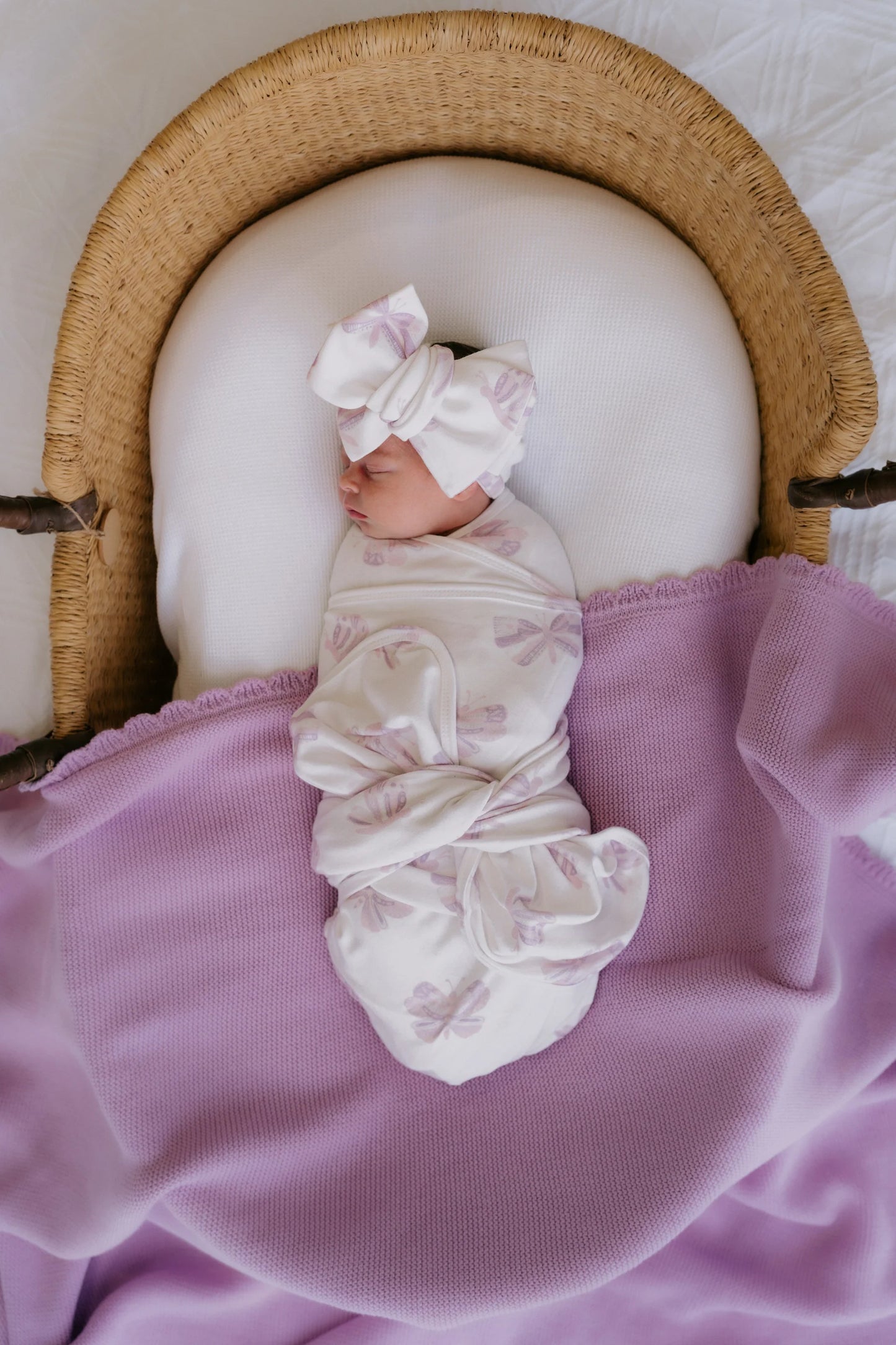 Lilac Butterflies Jersey Swaddle
