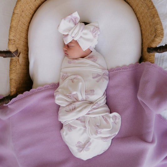 Lilac Butterflies Jersey Swaddle