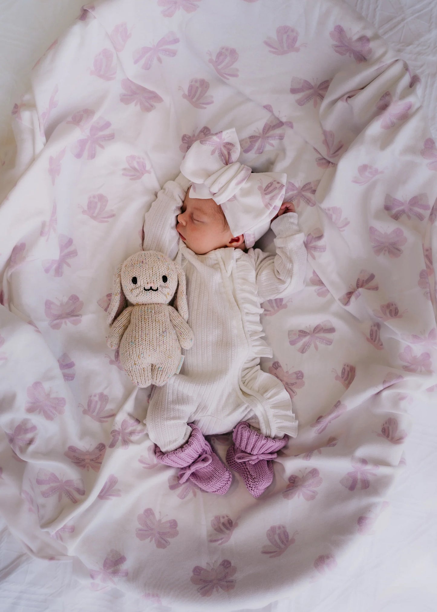 Lilac Butterflies Jersey Swaddle