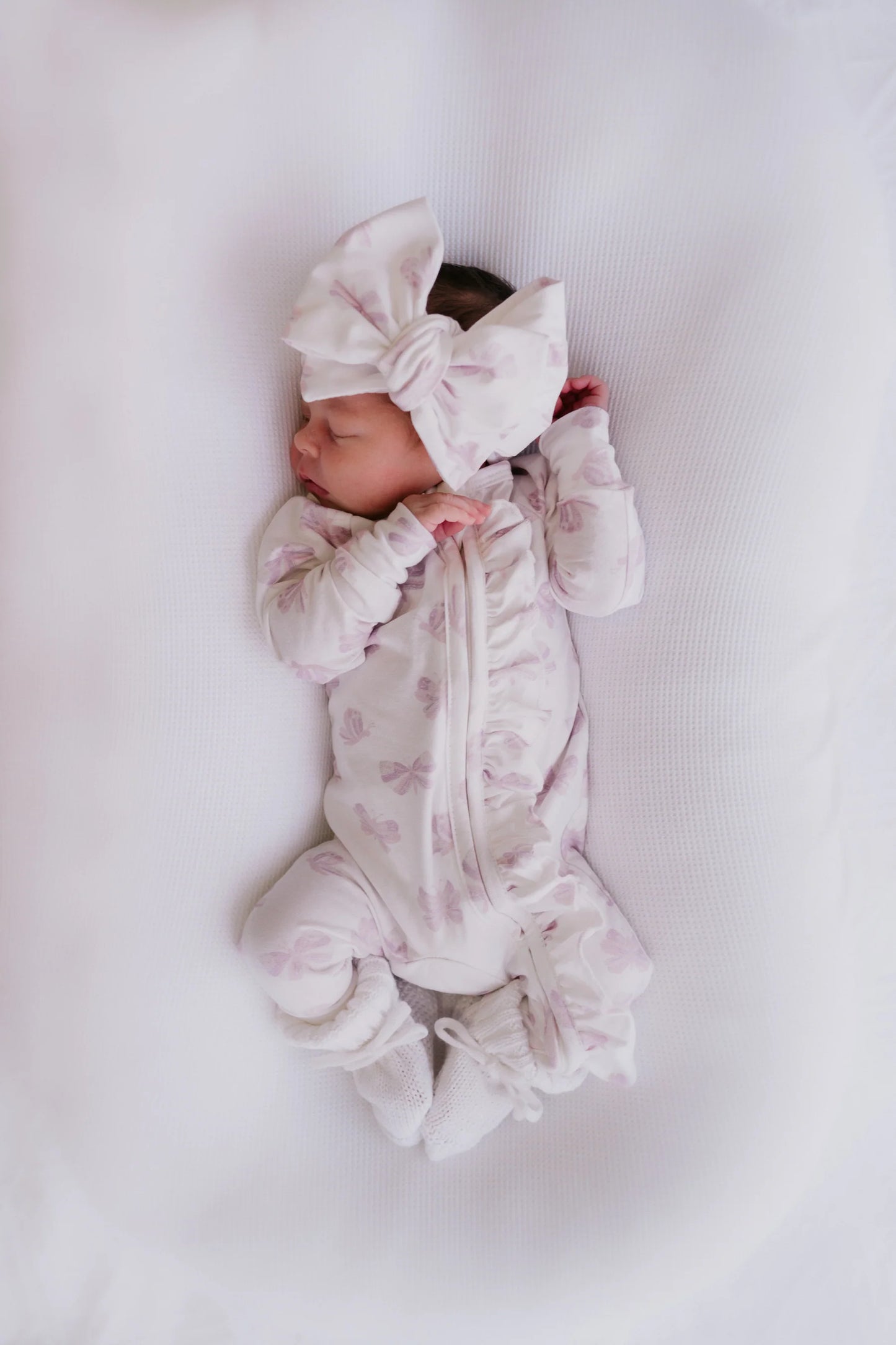 Frill Zip Romper | Lilac Butterflies