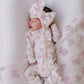 Frill Zip Romper | Lilac Butterflies