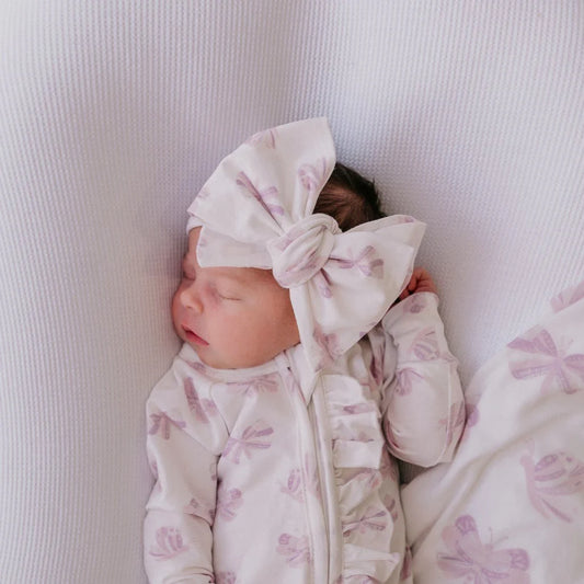 Little & Fern Oversized Top Knot | Lilac Butterflies