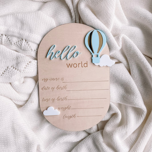 Birth Detail Plaque - Hot Air Balloon