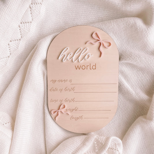 Birth Detail Plaque- Bows