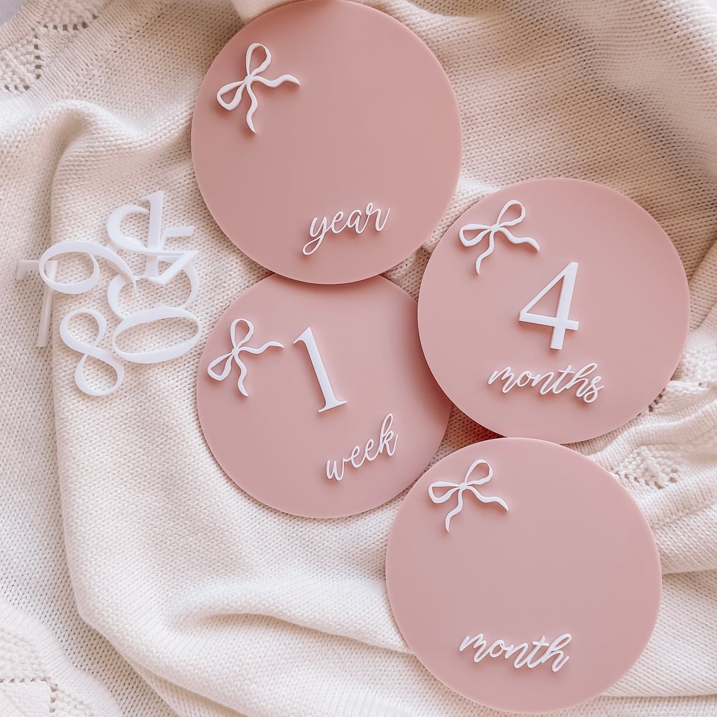 Bow Milestone Set - Pink