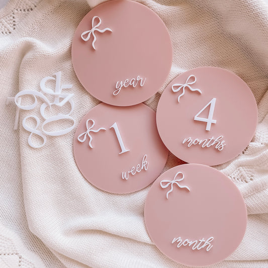 Bow Milestone Set - Pink