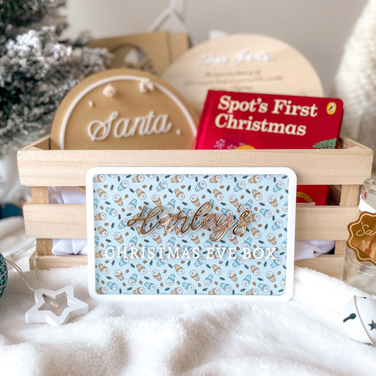Acrylic Christmas Crate Plaque - Snowman print