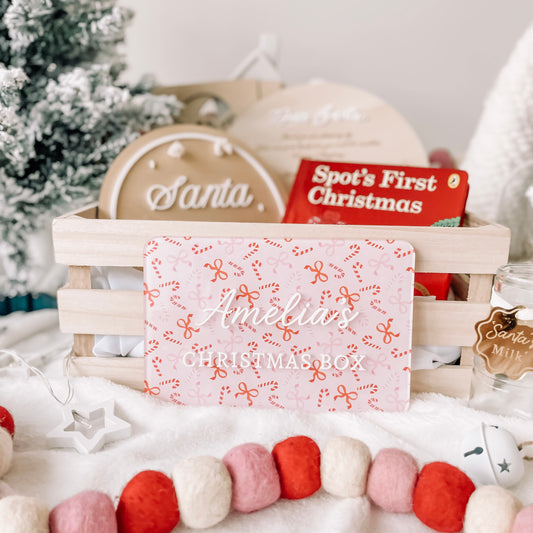 Acrylic Christmas Crate Plaque - Candy Cane Print