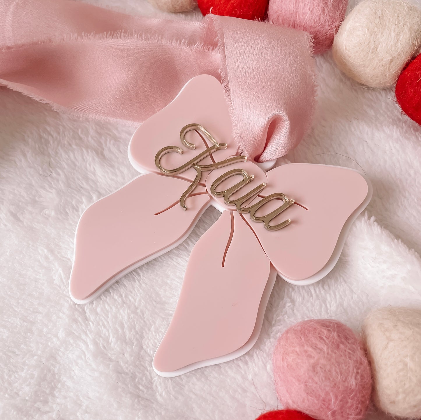 Personalised Pink Bow Ornament