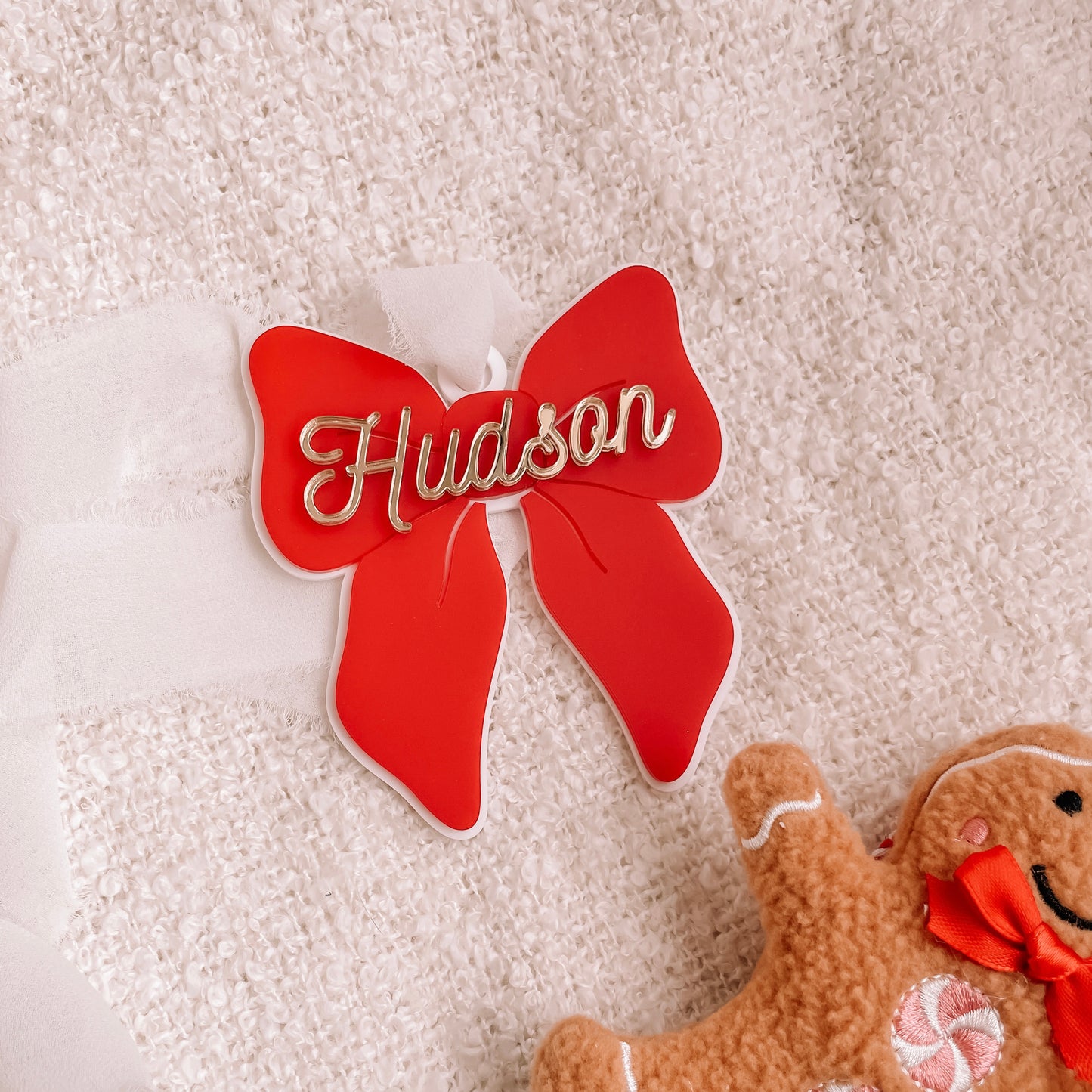 Personalised Red Bow Ornament