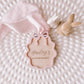 Personalised Wooden Easter Basket Tag with Scallop Bow