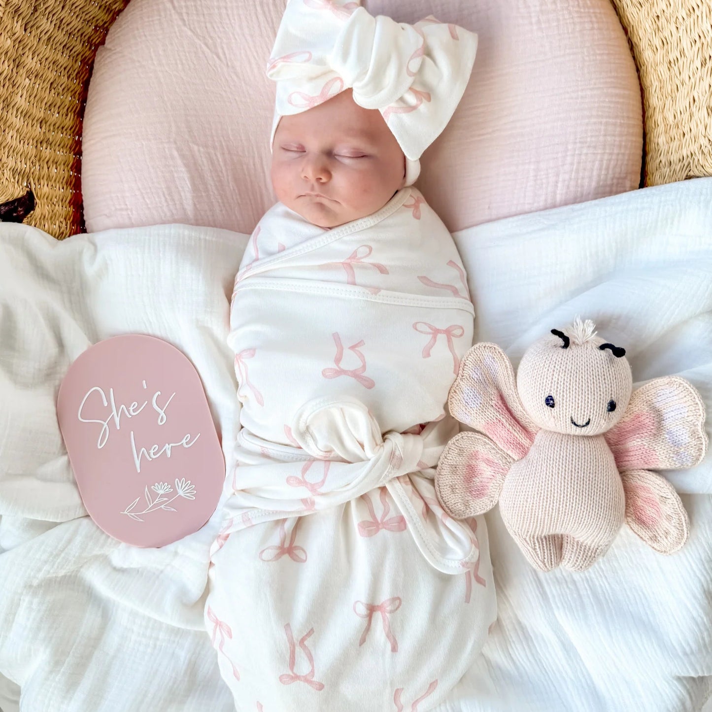 Pink Bows Jersey Swaddle