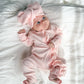 Little & Fern Frill Zip Romper| Petal Pink Pointelle