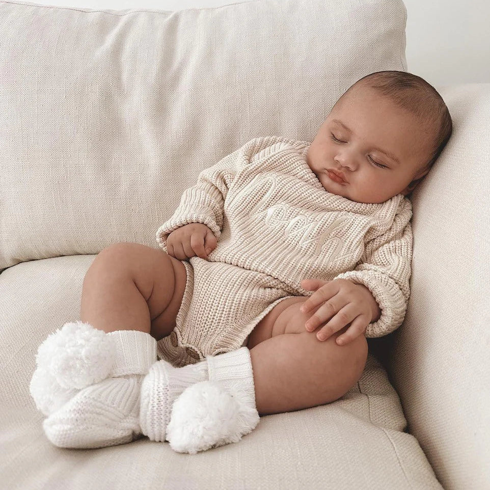 Ribbed Knit Romper- Oat