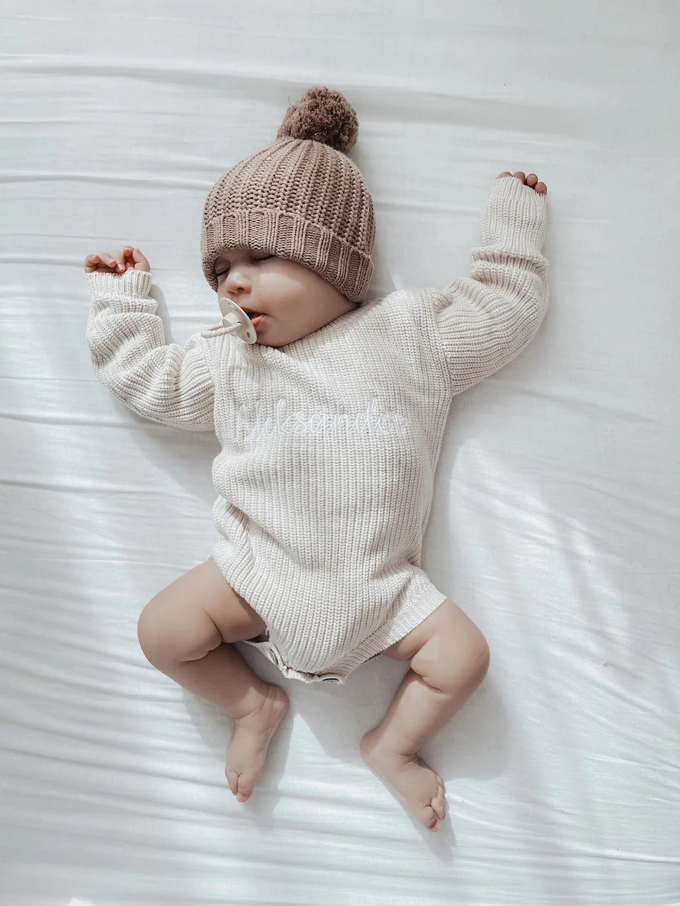 Ribbed Knit Romper- Oat