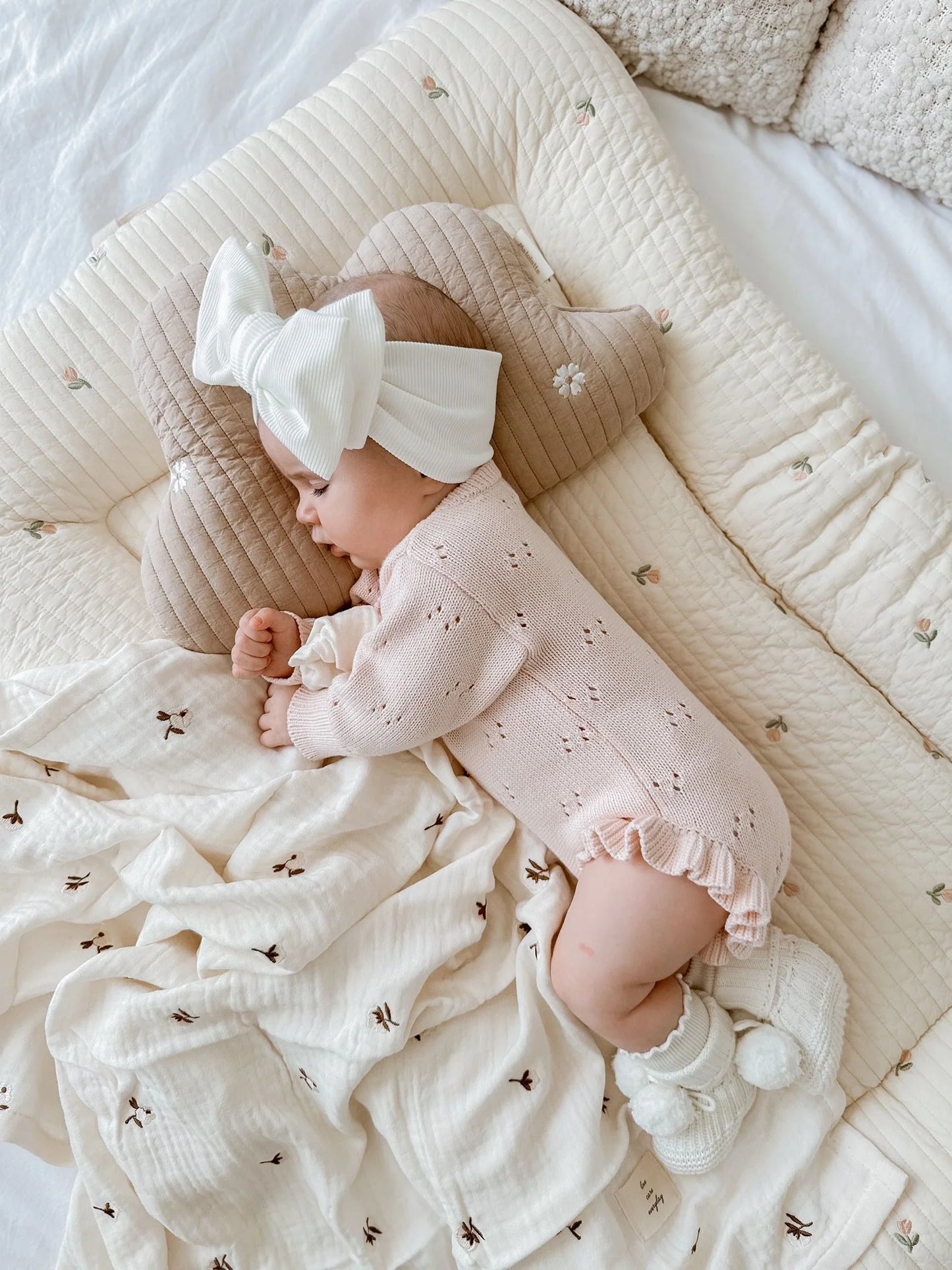 Pointelle Frill Romper | Baby Pink