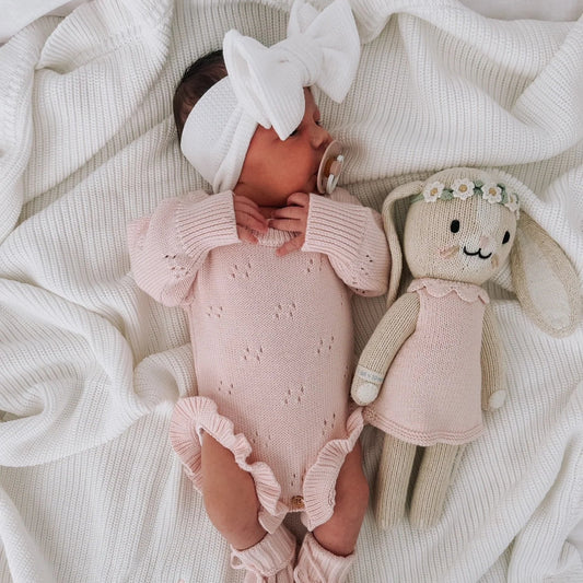 Pointelle Frill Romper | Baby Pink